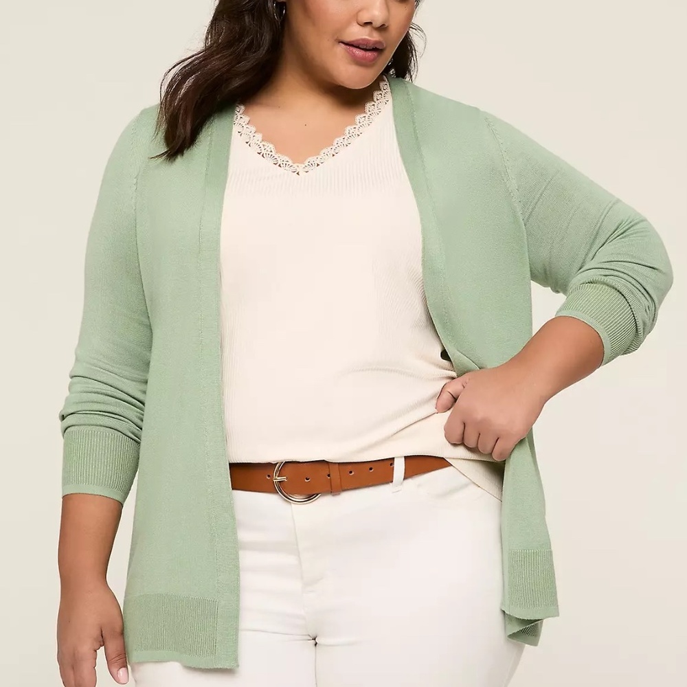 💚 Light Green Open-Front Cardigan – Size 18 💚